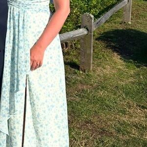 Azazie Blue and White Floral Dress